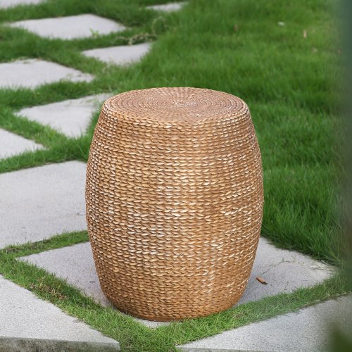 Brown Drum-Shaped MGO Outdoor Patio Side Table