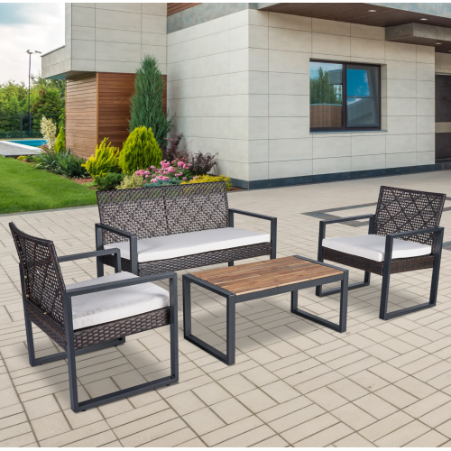 4-Piece Patio Furniture Set Outdoor Balcony Porch Garden Backyard Lawn
