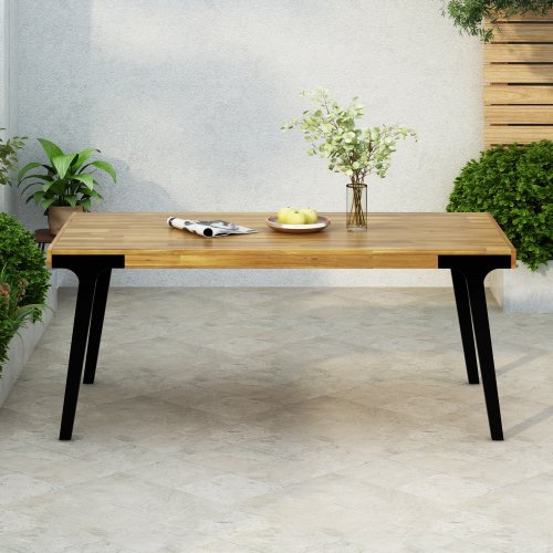 Light Teak Wood Rectangular Dining Table