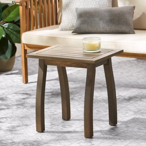 Grey Square Acacia Wood End Table